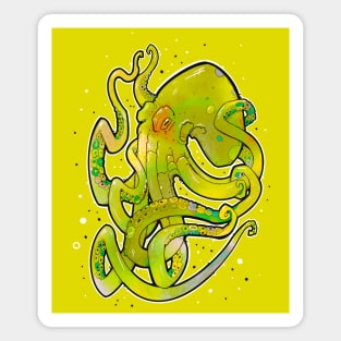 octopus dirty lime green Magnet